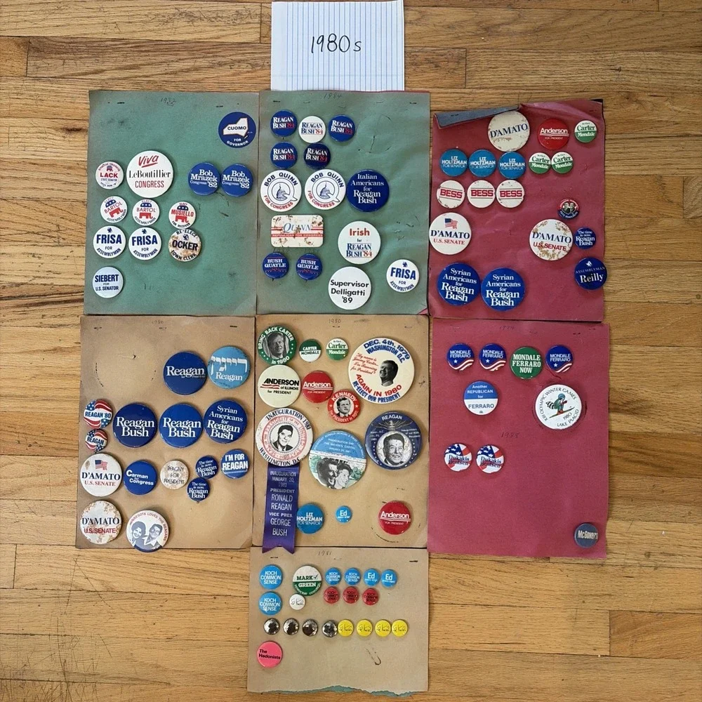 Vintage 1980s Political Pin Back Buttons Lot NY Long Island Suffolk
